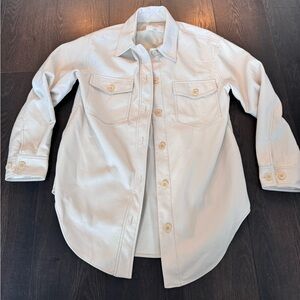 Aritzia Wilfred Faux Leather Shacket Cream Ivory S